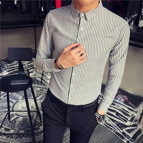 Modern, csíkos testhezálló ing, hosszú ujjal