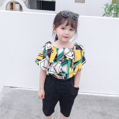 Παιδικό σετ για κορίτσια μπλούζα με ντεκολτέ + 3/4 παντελόνι