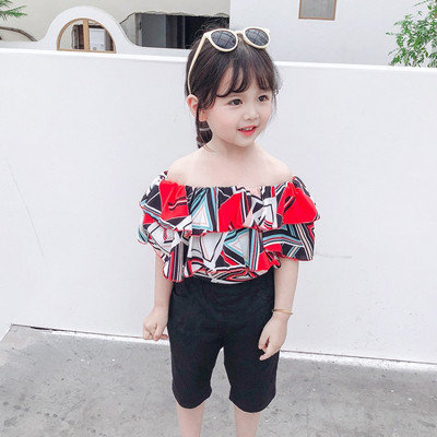 Παιδικό σετ για κορίτσια μπλούζα με ντεκολτέ + 3/4 παντελόνι