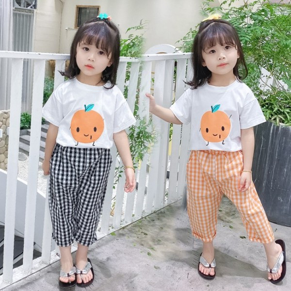 Gyerekkészlet lányoknak kockás nadrág + póló