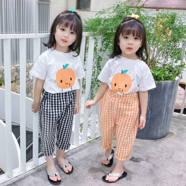 Gyerekkészlet lányoknak kockás nadrág + póló