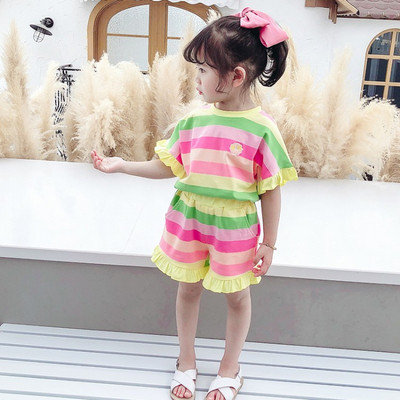 Set copii colorat pentru fete bluză + pantaloni scurți