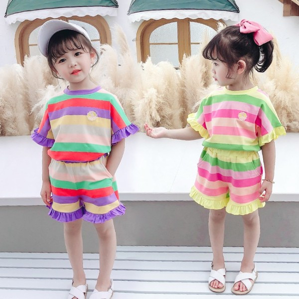 Set copii colorat pentru fete bluză + pantaloni scurți