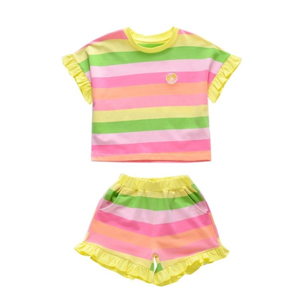 Set copii colorat pentru fete bluză + pantaloni scurți