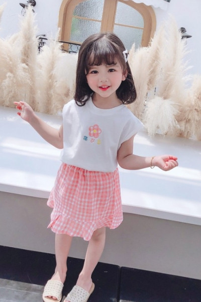 Napi gyerekkészlet lányoknak kockás szoknya + póló