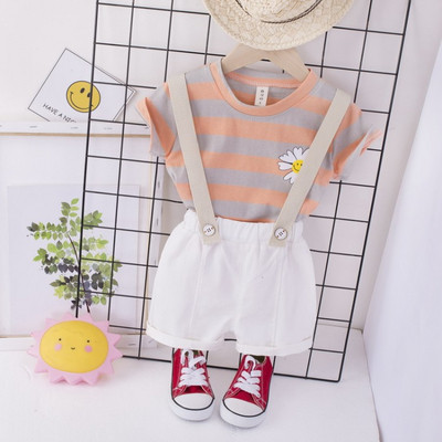 Moodne lastekomplekt tüdrukutele kombinesoon + triibuline pluus