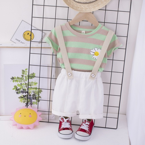 Moodne lastekomplekt tüdrukutele kombinesoon + triibuline pluus