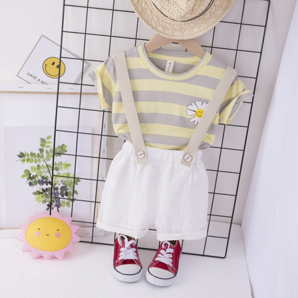 Moodne lastekomplekt tüdrukutele kombinesoon + triibuline pluus