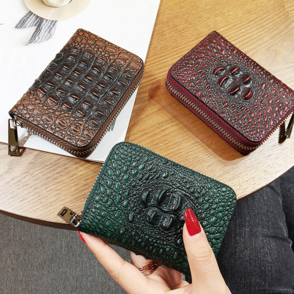 Női pénztárca ekobőr cipzárral, négyzet alakú