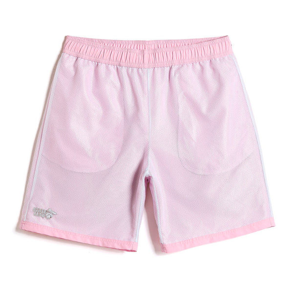 Gyorsan száradó anyagból készült férfi strandnadrág rózsaszín színben