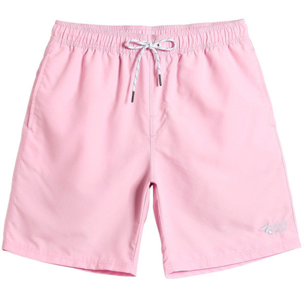 Gyorsan száradó anyagból készült férfi strandnadrág rózsaszín színben