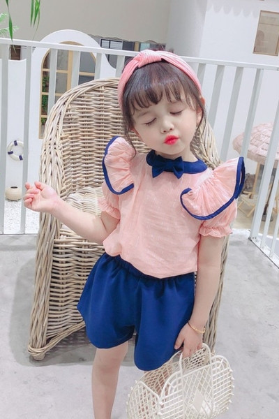 Μοντέρνο παιδικό σετ μπλούζα + σορτς για κορίτσια