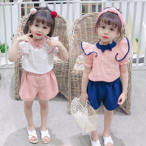 Μοντέρνο παιδικό σετ μπλούζα + σορτς για κορίτσια