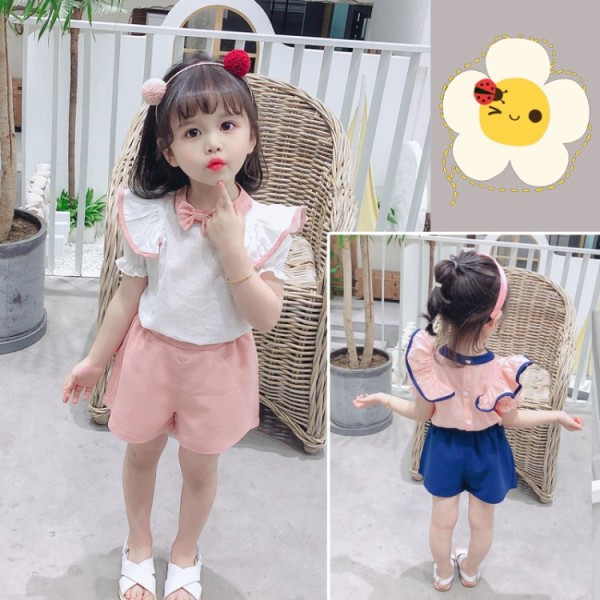 Μοντέρνο παιδικό σετ μπλούζα + σορτς για κορίτσια