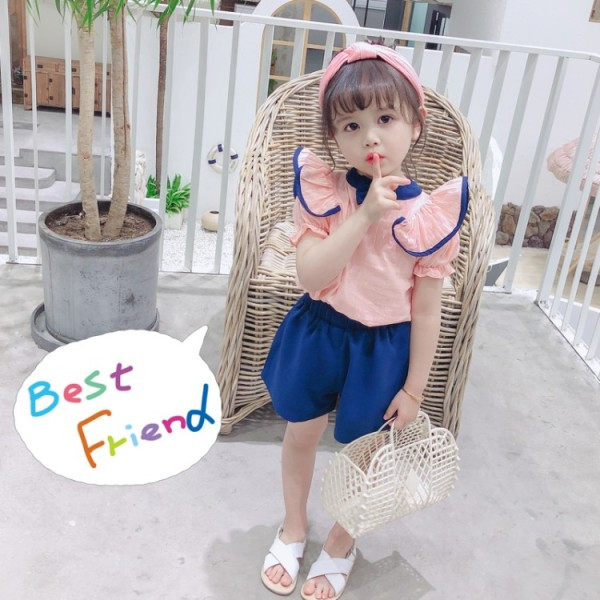 Μοντέρνο παιδικό σετ μπλούζα + σορτς για κορίτσια