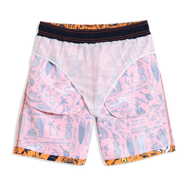 Σορτς παραλίες σε πορτοκαλί  χρώμα με φλοράλ μοτίβο