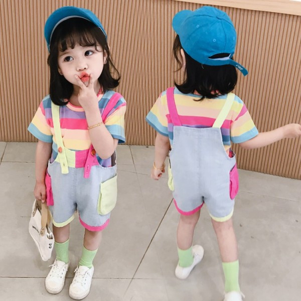 Krāsains bērnu komplekts meitenēm kombinezons + blūze