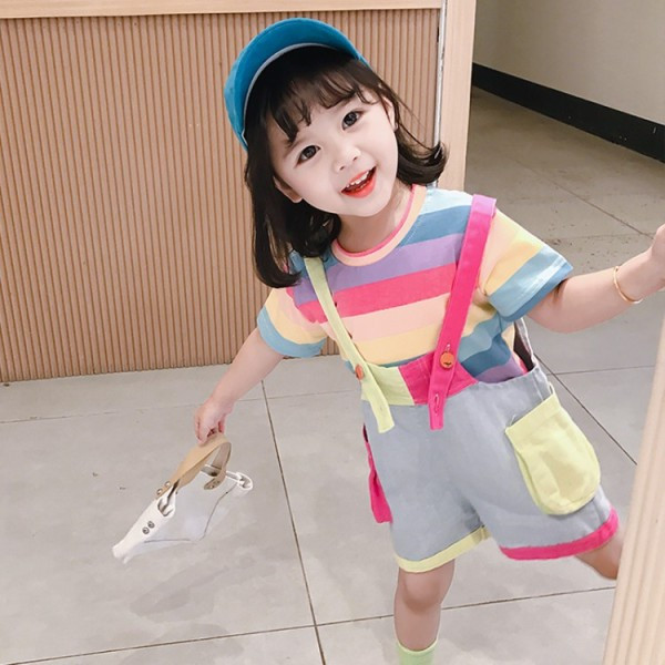 Krāsains bērnu komplekts meitenēm kombinezons + blūze