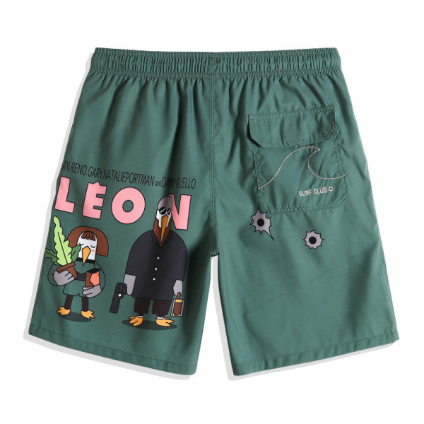 Meeste ujumistrikoo kiirelt kuivavast kangast tüüpi lühikestest pükstest rohelise värvi ja värvitrükiga