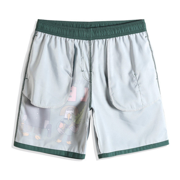 Meeste ujumistrikoo kiirelt kuivavast kangast tüüpi lühikestest pükstest rohelise värvi ja värvitrükiga