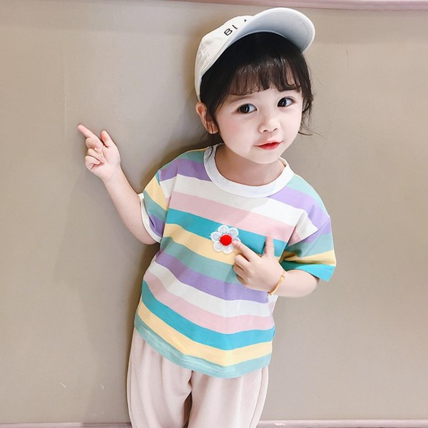 Καθημερινά παιδικά σετ για κορίτσια ριγέ μπλούζα + παντελόνι