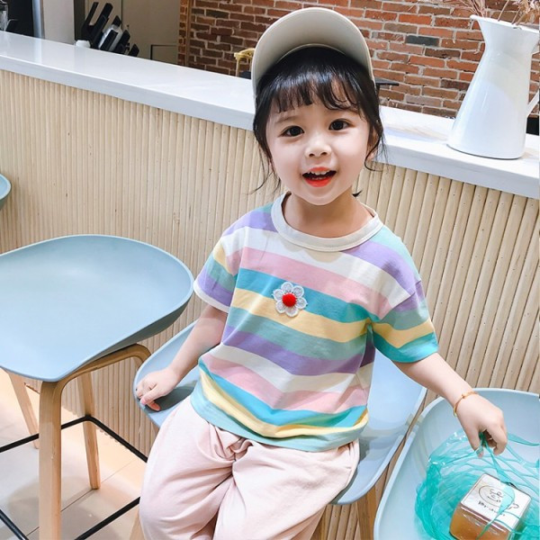 Καθημερινά παιδικά σετ για κορίτσια ριγέ μπλούζα + παντελόνι