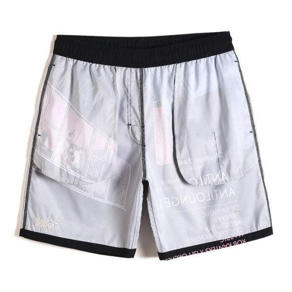 Gyorsan száradó anyagból készült férfi fürdőruha fekete színben, színes rátéttel