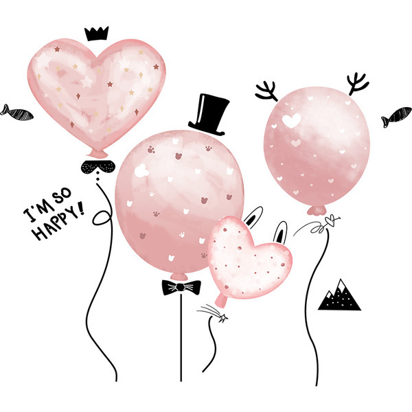 Roosade õhupallidega isekleepuv lastekleebis