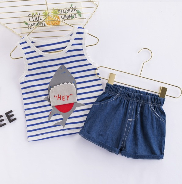 Set de zi cu zi pentru copii din două părți maiou + pantaloni scurți potrivit pentru băieți