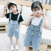 Új modell gyerekszett lányoknak farmer overall + blúz