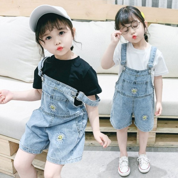 Új modell gyerekszett lányoknak farmer overall + blúz