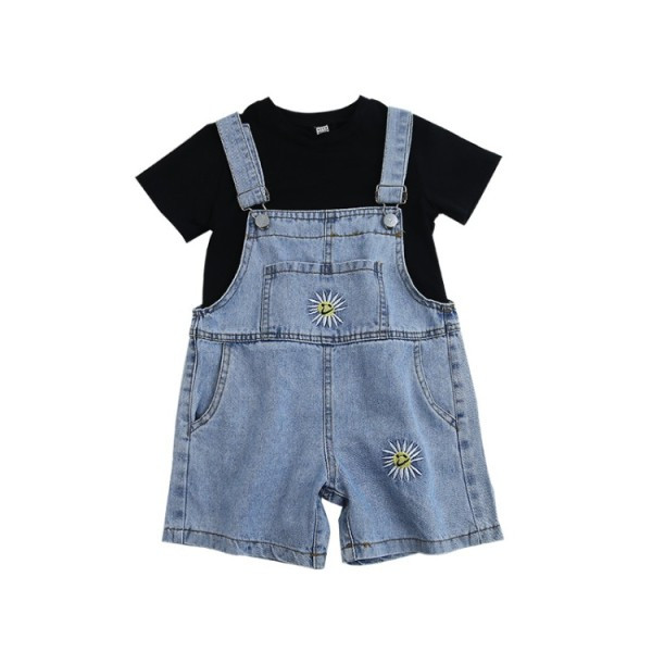 Új modell gyerekszett lányoknak farmer overall + blúz