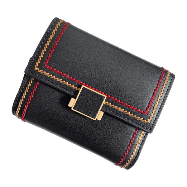 Női négyzet alakú pénztárca cipzárral és fém rögzítéssel