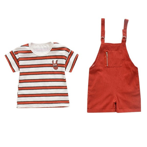 Gyerekkészlet lányoknak overál + csíkos blúz