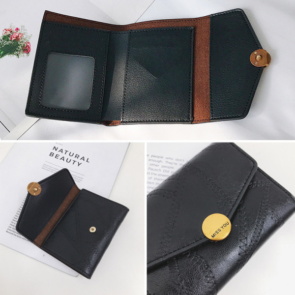 Modern női pénztárca négyzet alakú fém díszítéssel