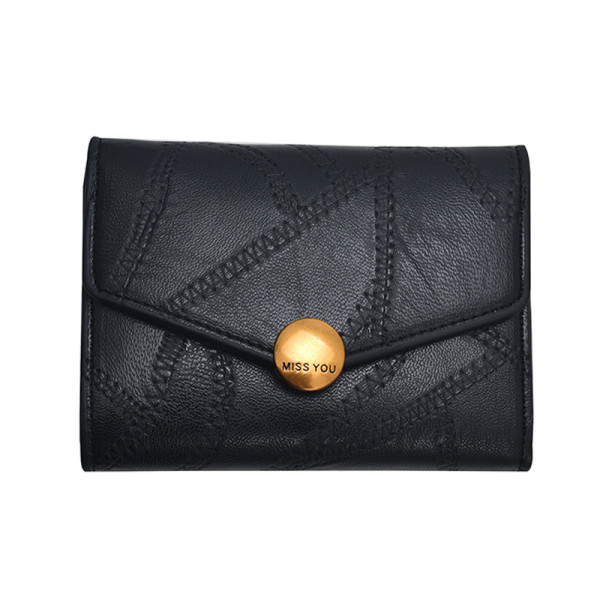 Modern női pénztárca négyzet alakú fém díszítéssel