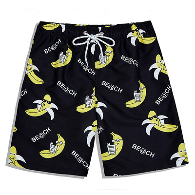 Pantaloni scurți de plajă pentru bărbați sau femei în negru cu imprimeu