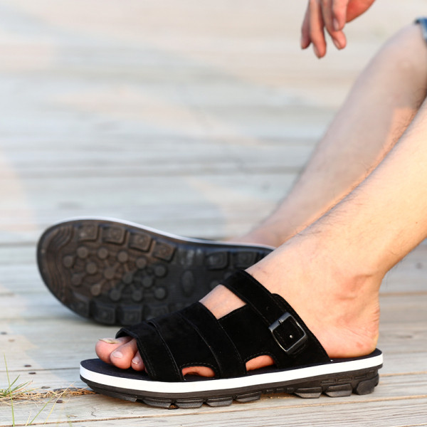 JAUNS vīriešu zamšādas čību modelis ar sprādzi