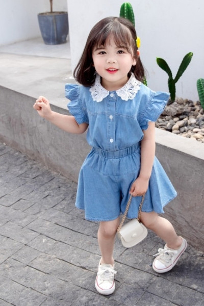 Set de denim modern pentru copii pentru fete