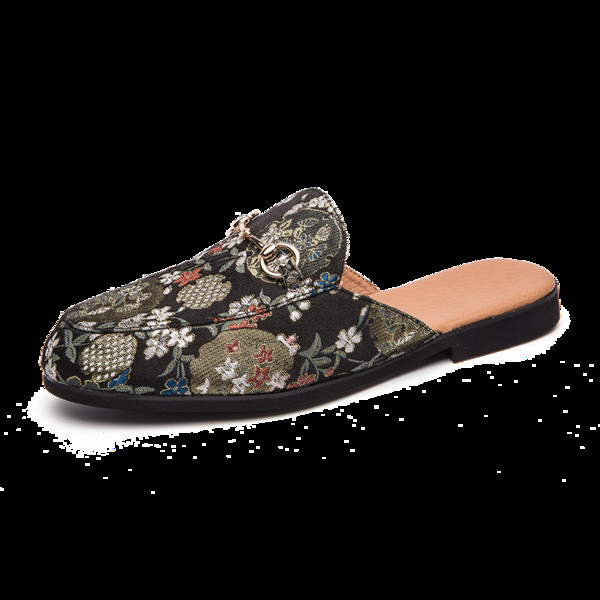 Ανδρικές παντόφλες με πολύχρωμη διακόσμηση και μεταλλικό στοιχείο