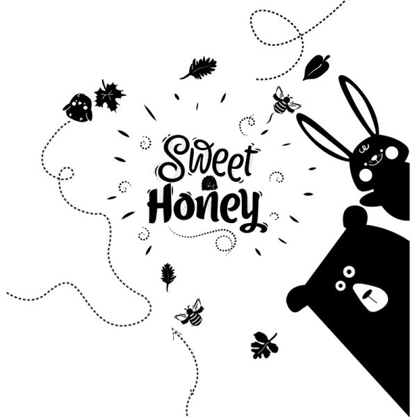 Vaikiškas lipdukas su užrašu ir gyvūnėliais