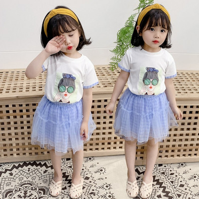 Moderan dječji komplet iz dva dijela suknja + bluza za djevojčice