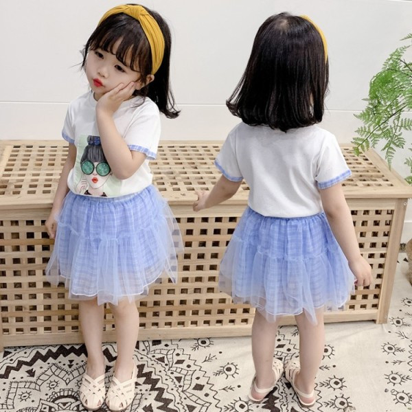 Moderan dječji komplet iz dva dijela suknja + bluza za djevojčice