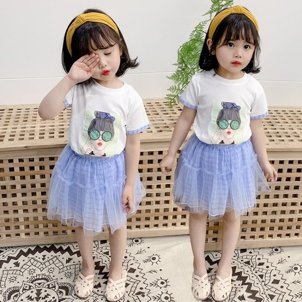 Moderan dječji komplet iz dva dijela suknja + bluza za djevojčice