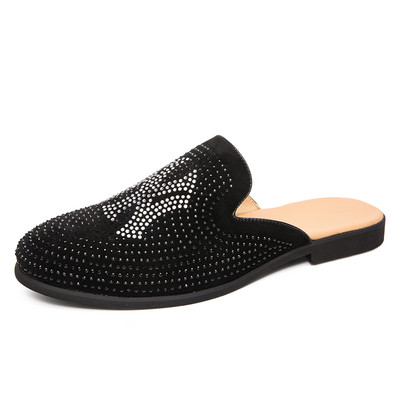 Férfi öko bőr papucs kövekkel és lapos talppal