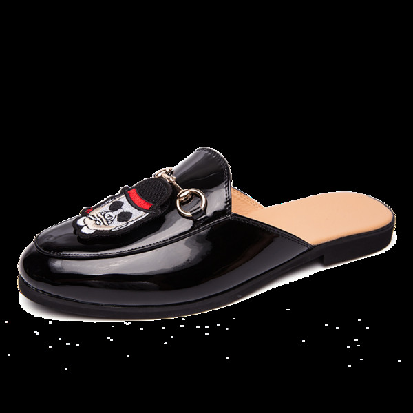 Eko bőrből készült alkalmi férfi papucs eko bőr rátéttel