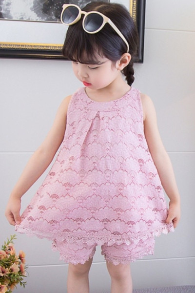 Laste pitsiline komplekt tüdrukute topi + lühikesed püksid