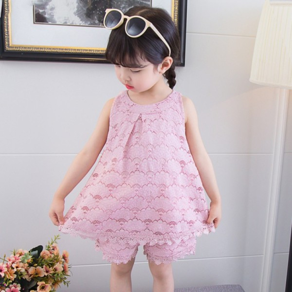 Laste pitsiline komplekt tüdrukute topi + lühikesed püksid