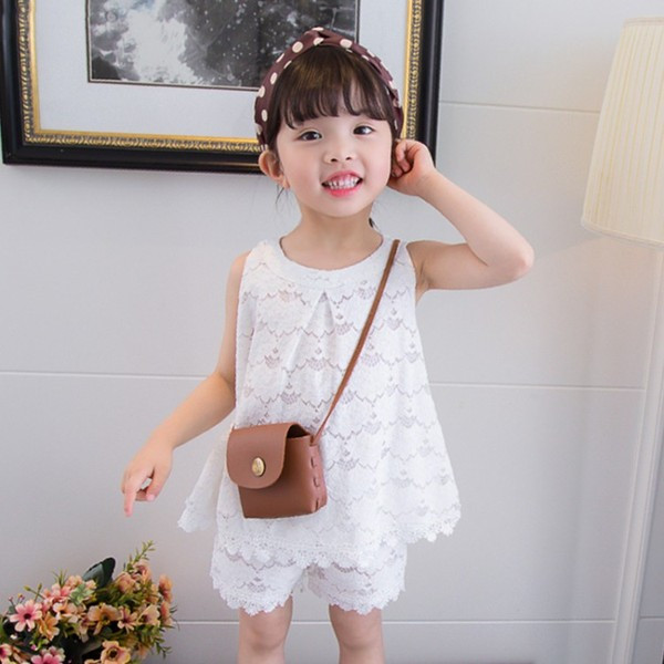 Laste pitsiline komplekt tüdrukute topi + lühikesed püksid