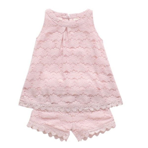 Laste pitsiline komplekt tüdrukute topi + lühikesed püksid